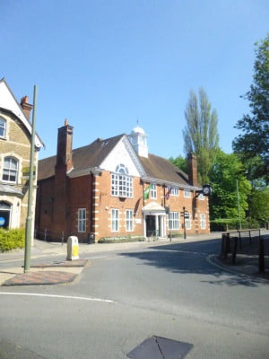 Red brick office building.