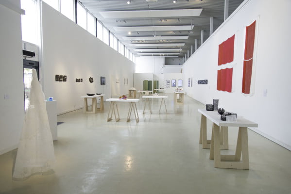 Large white space with tables.