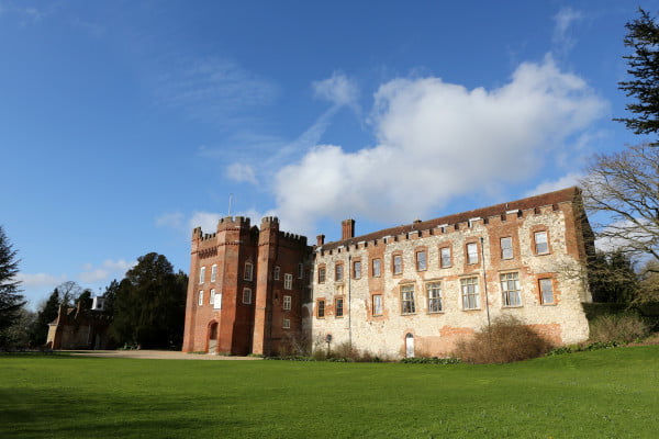 Front of Castle with grass surrounding.