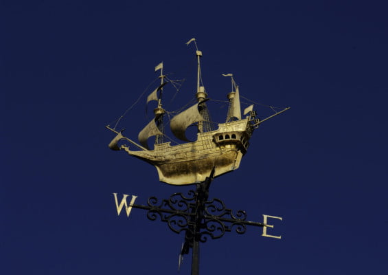 Gold galleon weather vane.