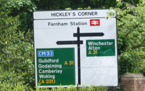 Directional road sign