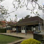 Exterior view of a bowling club pavilion