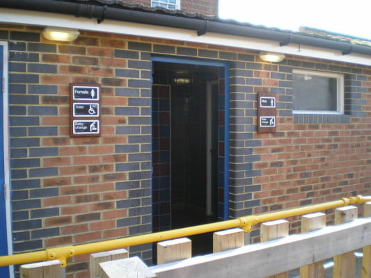 exterior of public toilets.