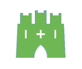 green castle on white background