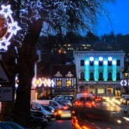 Christmas lights in a street