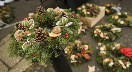 Christmas Wreaths at Market