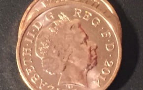 Two shiny pennies.