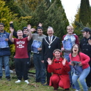 group of young people and the Mayor