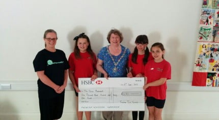 The Mayor presents a cheque to young dancers.