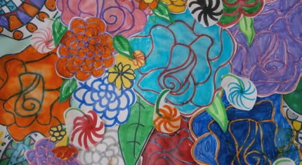 drawings of colourful flowers.