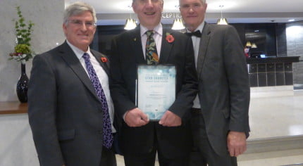 Receiving a certificate at the Star Councils' awards.