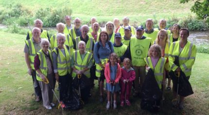 Volunteers who took part in a town centre litter pick.