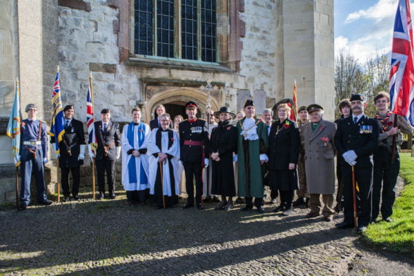 Group of people outside a church