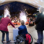 Cllr John Ward and Rachel Morris switch on the Christmas lights 2016