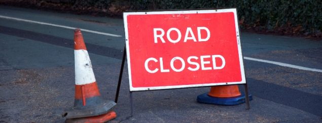 Road closed sign