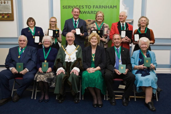 Recipients of Services to Farnham Awards 2017.