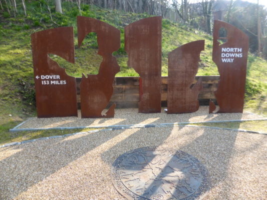 Metal sculpture marking the start of the North Downs Way