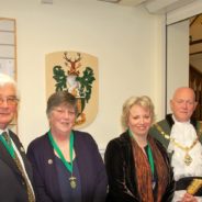 Caption: Cllr David Attfield, Deputy Mayor, Anne Attfield, Cllr Julia Potts, Mayor’s Consort and Cllr Mike Hodge, Mayor of Farnham.