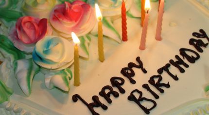 birthday cake with candles