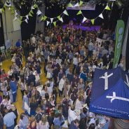 Aerial view of crowd of people at Gin Festival