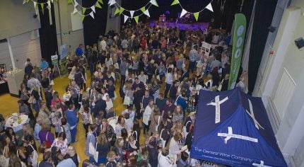 Aerial view of crowd of people at Gin Festival