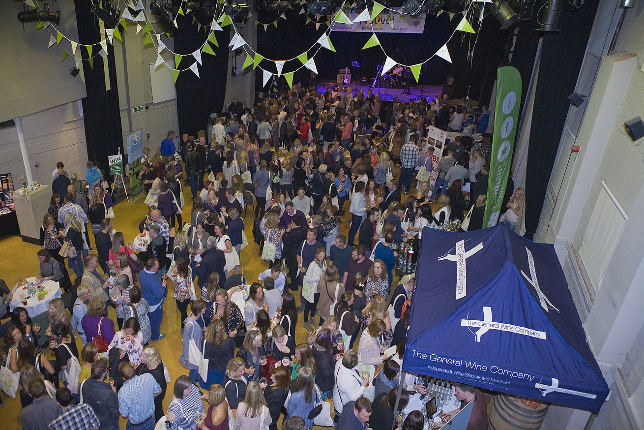 Aerial view of crowd of people at Gin Festival