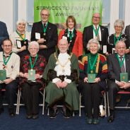 Mayor with group of 11 winners of Services to Farnham awards.