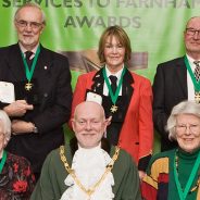 Mayor with group of 11 winners of Services to Farnham awards.