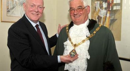 Cllr Mike Hodge with newly elected Mayor of Farnham Cllr David Attfield