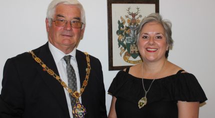 Mayor of Farnham Cllr David Attfield with newly elected Deputy Mayor Cllr Paula Dunsmore.