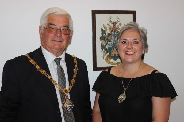 Mayor of Farnham Cllr David Attfield with newly elected Deputy Mayor Cllr Paula Dunsmore.