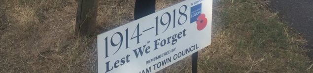 Sign commemorating the dates of the first world war.