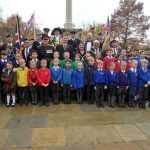 School children at war memorial