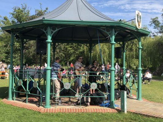 Band playing music in a bandstand