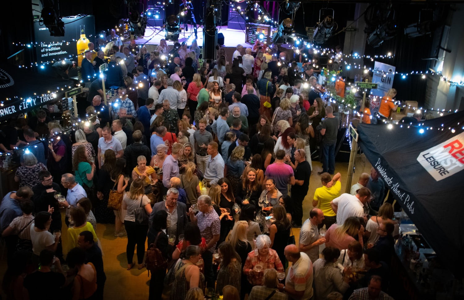 Aerial crowd view of people at the Gin Festival