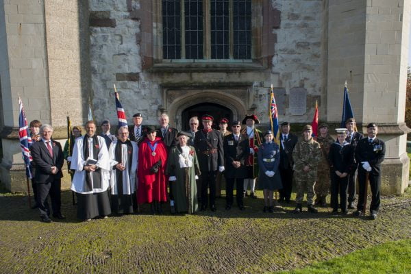 Group of people in front of church