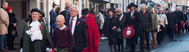 Mayor and people in a parade