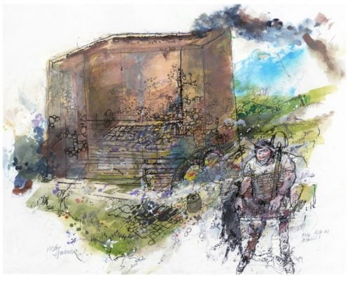 Watercolour of a kiln
