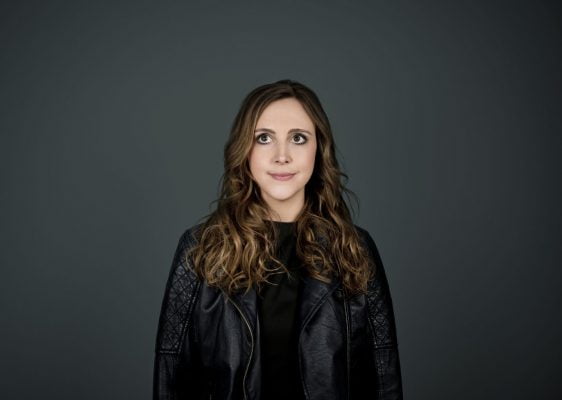 Female wearing black leather jacket