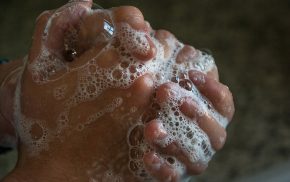 Hand washing. Soapy hands.