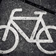 Symbol of a bike painted on the pavement