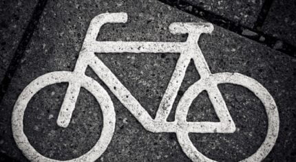 Symbol of a bike painted on the pavement