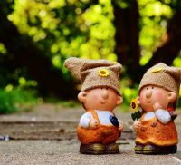 Pair of garden gnomes.