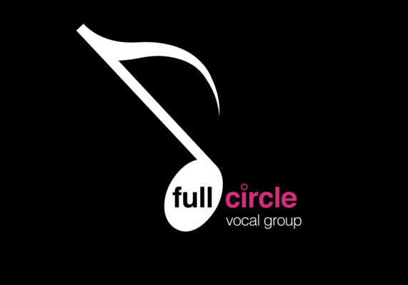 Full Circle Choir logo consisting or a white musical note on a black background