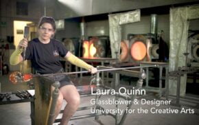 Female glassblower in a studio