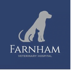 Farnham Veterinary Hospital logo featuring a cat and dog