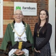 Mayor and Mayoress outside Town Council office