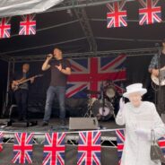 Band playing on a stage