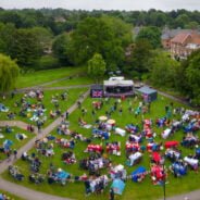 Aerial photo of people in a park