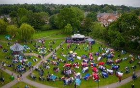 Aerial photo of people in a park